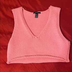 Forever 21 Pink Ribbed Crop Tank Top